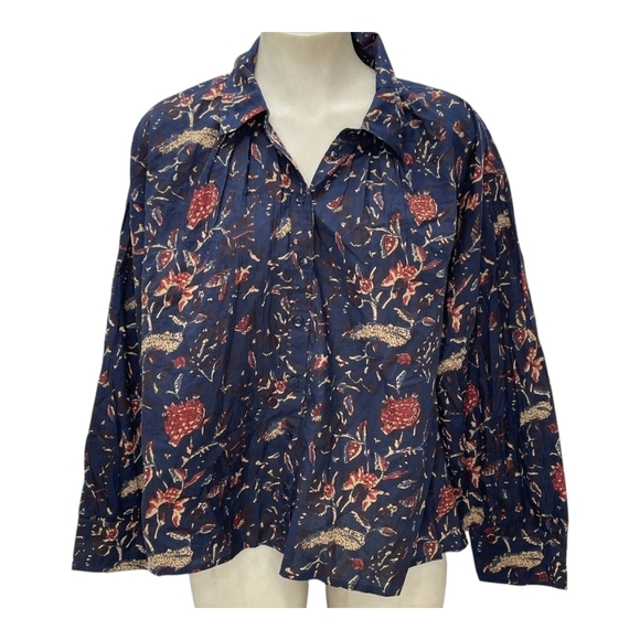APIECE APART Kira Blousy floral-print organic cotton blouse Size Large - Picture 1 of 10